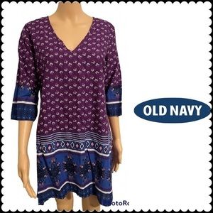 Old Navy Women’s Medium Multicolored Bohemian V-neck Tunic Blouse